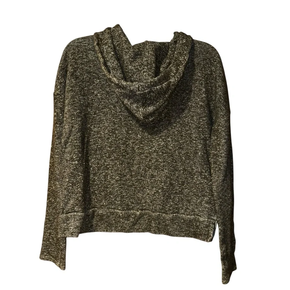 Lucky Brand Lucky Lotus Y2K Womens‎ Gray Knit Hooded Sweater Medium Metallic